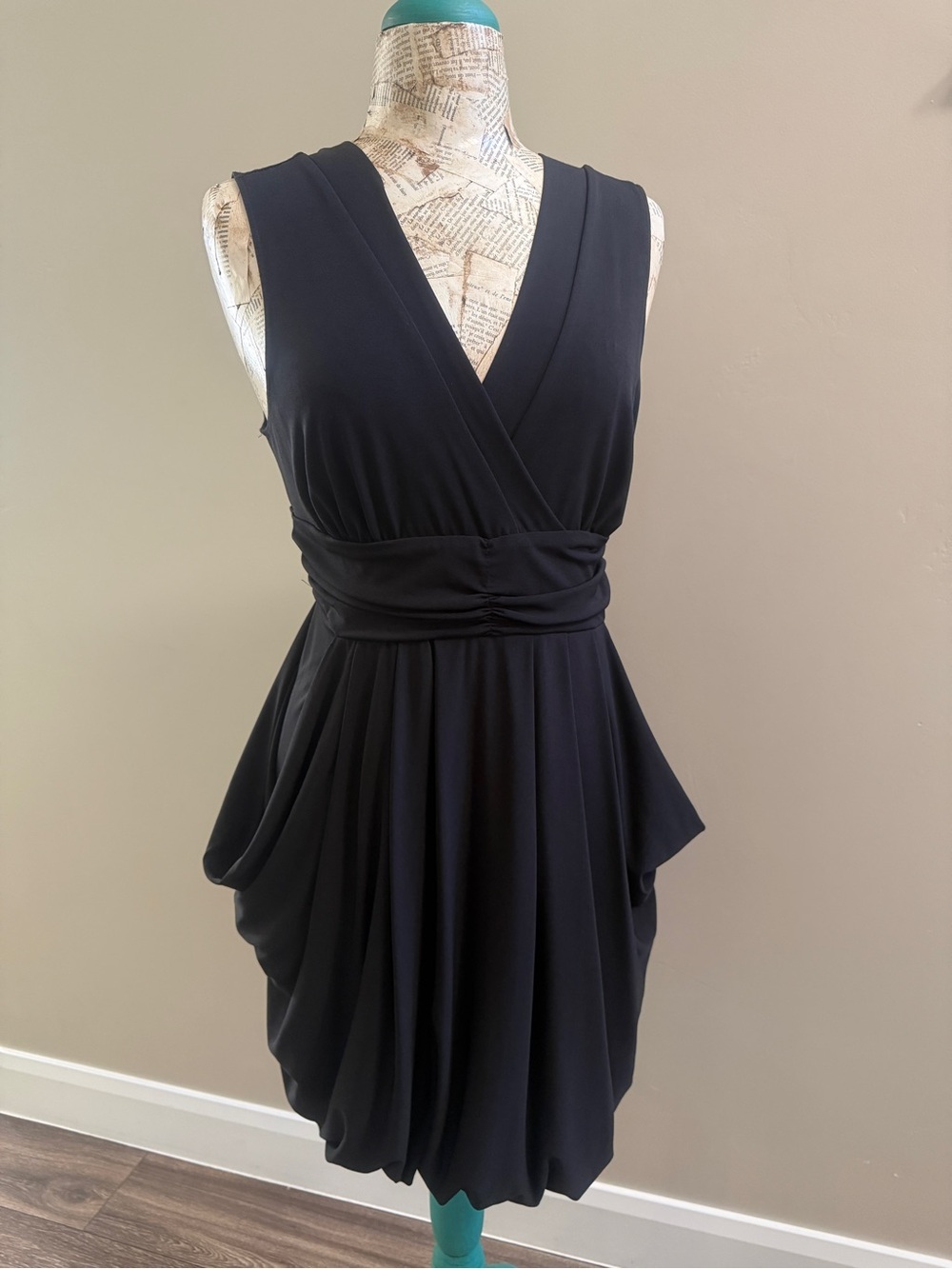 Maurice’s Sleeveless Black V-Neck Draped Cocktail Dress